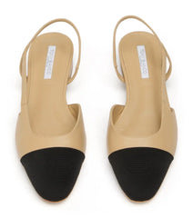 Pixie Sand Nappa/Black Grosgrain