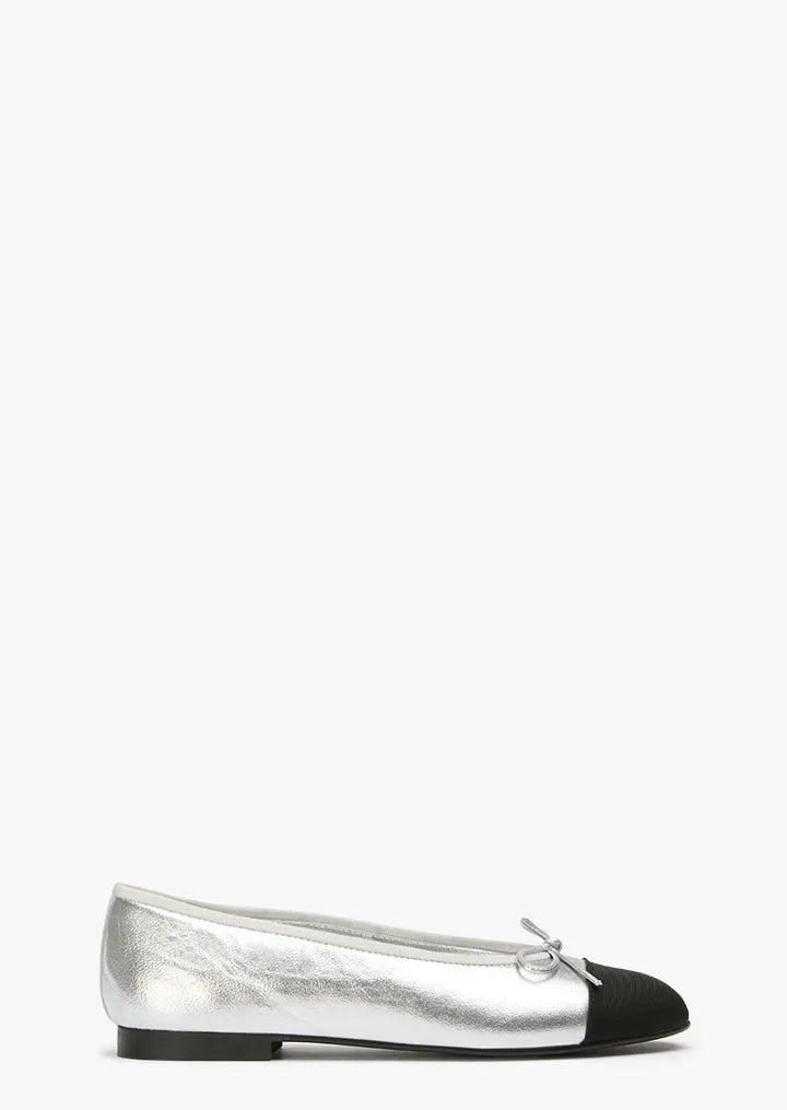 Robyn Silver Nappa/Black Grosgrain
