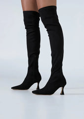Fancy Black Stretch Suede