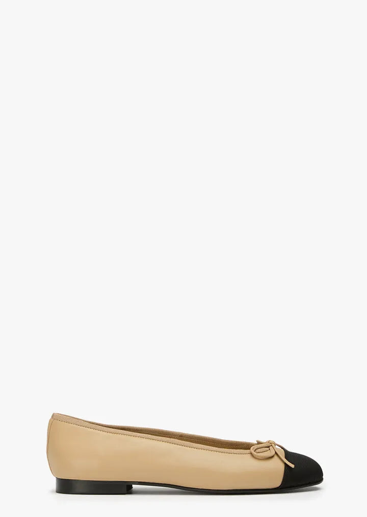 Robyn Sand Nappa/Black Grosgrain