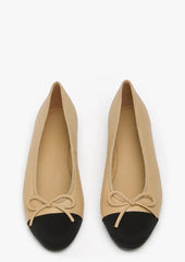 Robyn Sand Nappa/Black Grosgrain